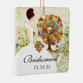 Brunette Bridesmaid Gifts Flower Tree Keramisch Ornament (Rechts)