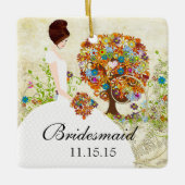 Brunette Bridesmaid Gifts Flower Tree Keramisch Ornament (Voorkant)