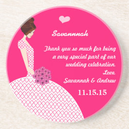 Brunette bruidsmeisje bruiloft jurk Onderzetter