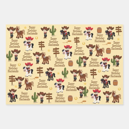 Brunette Cowboy Specialized Wrapping Paper Sheet (Voorkant 2)