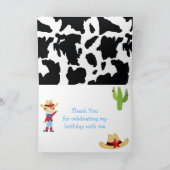 Brunette Cowboy Westerne Birthday Party Bedankkaart (Binnen)