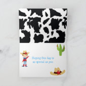 Brunette Cowboy Westerne Birthday Party Kaart (Binnen)