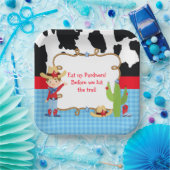 Brunette Cowboy Westerne Birthday Party Papieren Bordje (Feest)