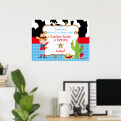 Brunette Cowboy Westerne Verjaardag Party Poster (Thuiskantoor)