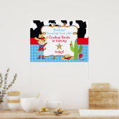 Brunette Cowboy Westerne Verjaardag Party Poster (Keuken)