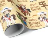 Brunette Cowgirl Specialized Wrapping Paper Cadeaupapier (Rol Hoek)