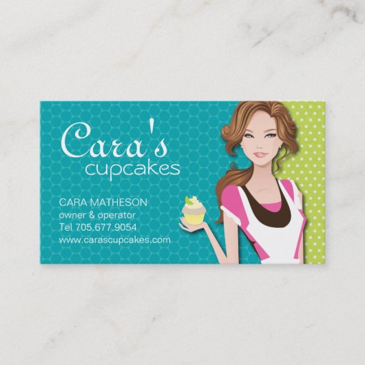 Brunette Cupcake Girl Visitekaartjes (Voorkant)