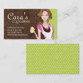 Brunette Cupcake Girl Visitekaartjes (Voorkant / Achterkant)