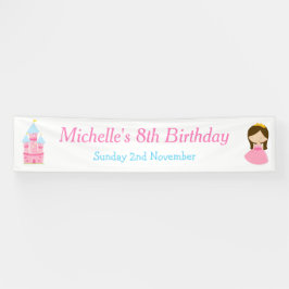 Brunette Cute Princess and Dragon Birthday Party Spandoek