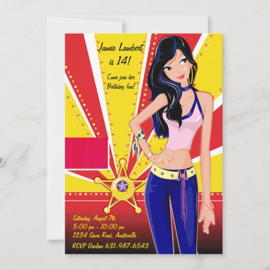 Brunette Cutie Invitation Kaart (Voorkant)