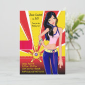 Brunette Cutie Invitation Kaart (Staand voorkant)