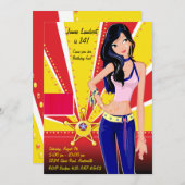 Brunette Cutie Invitation Kaart (Voorkant / Achterkant)