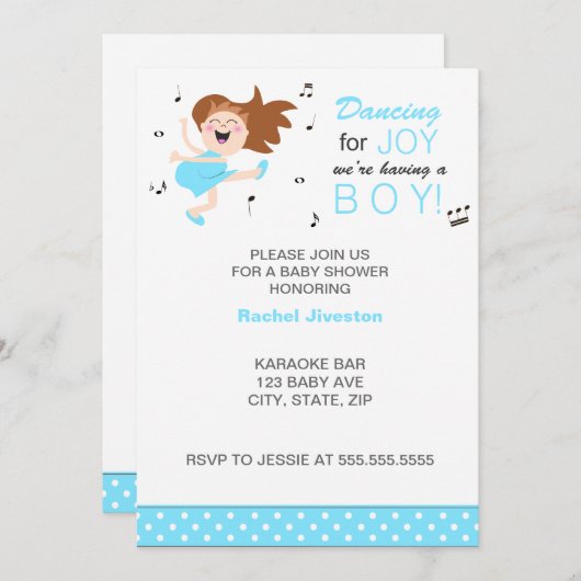 Brunette Dans for joy Blue Baby douche Kaart (Voorkant / Achterkant)