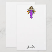 Brunette Dragonfly Fairy Briefpapier (Voorkant / Achterkant)