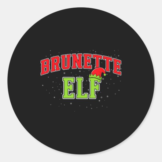 Brunette Elf Christmas Family Matching Group Xmas  Ronde Sticker (Voorkant)