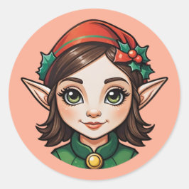 Brunette Elf Portrait Ronde Sticker