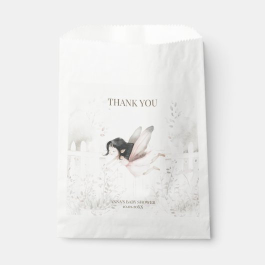 Brunette Fairy Baby shower Bedankt Bedankzakje (Voorkant)