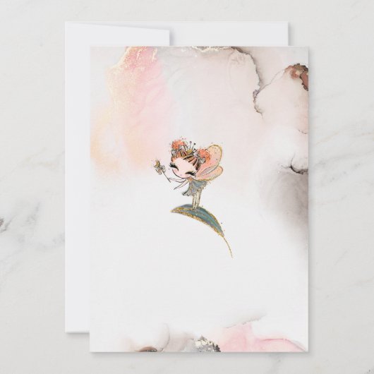 Brunette Fairy Birthday Enchanted Forest Party Kaart (Achterkant)