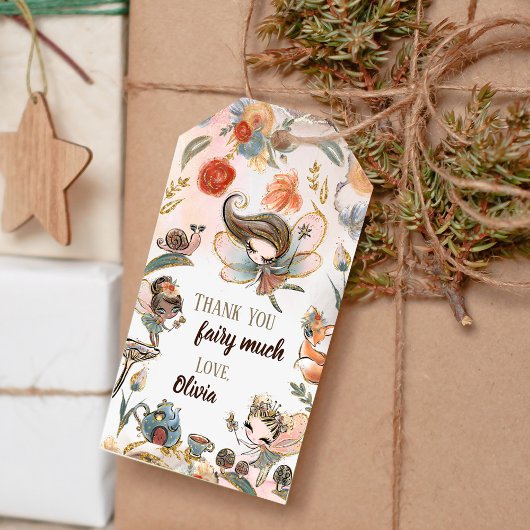 Brunette Fairy Birthday Party Favor Gift Labels Cadeaulabel