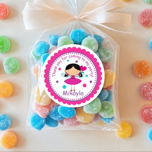 Brunette Fairy Prinses Verjaardag Sticker