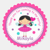Brunette Fairy Prinses Verjaardag Sticker (Voorkant)