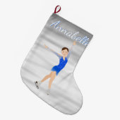 Brunette Figuur Skater in Blue Grote Kerstsok (Voorkant (Hangend))