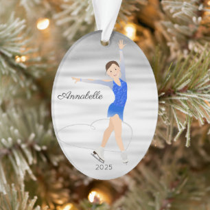 Brunette Figuur Skater in Blue Ornament