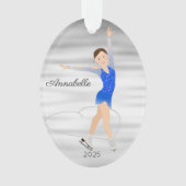 Brunette Figuur Skater in Blue Ornament (voorkant)