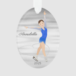 Brunette Figuur Skater in Blue Ornament