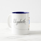 Brunette Figuur Skater Persoonlijk Tweekleurige Koffiemok (Voorkant links)