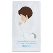 Brunette First Communion Boy Small Gift Bag Klein Cadeauzakje (Voorkant)