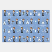 Brunette First Communion Boy Wrapping Paper Sheets (Voorkant 3)