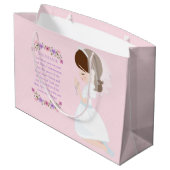 Brunette First Communion Gift Bag Groot Cadeauzakje (Achterkant Gekanteld)
