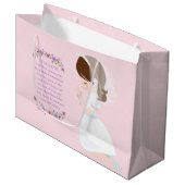 Brunette First Communion Gift Bag Groot Cadeauzakje (Voorkant Gekanteld)