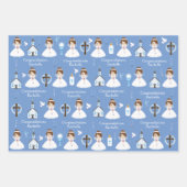 Brunette First Communion Girl Inpakpapier Vel (Voorkant 2)