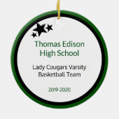 Brunette Girl Basketball Player in Green en Black Keramisch Ornament (Achterkant)