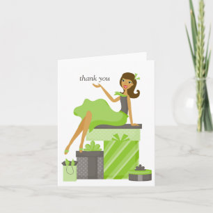 Brunette Girl Dank je wel Bedankkaart