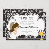 Brunette Girl First Community Damask Bedankkaart (Voorkant / Achterkant)