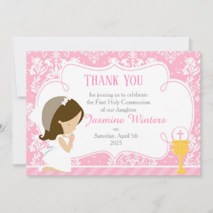 Brunette Girl First Community Damask Bedankkaart