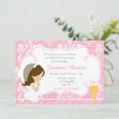 Brunette Girl First Community Damask Kaart (Staand voorkant)