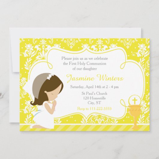 Brunette Girl First Community Damask Kaart (Voorkant)