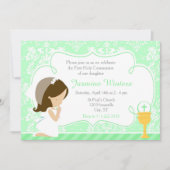 Brunette Girl First Community Damask Kaart (Voorkant)