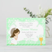 Brunette Girl First Community Damask Kaart (Staand voorkant)