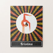 Brunette Girl Gymnast Gymnastics Gold Oranje Name Legpuzzel (Verticaal)