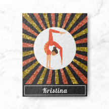 Brunette Girl Gymnast Gymnastics Gold Oranje Name