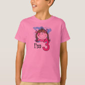 Brunette Girl Ik ben drie T-shirt (Voorkant)