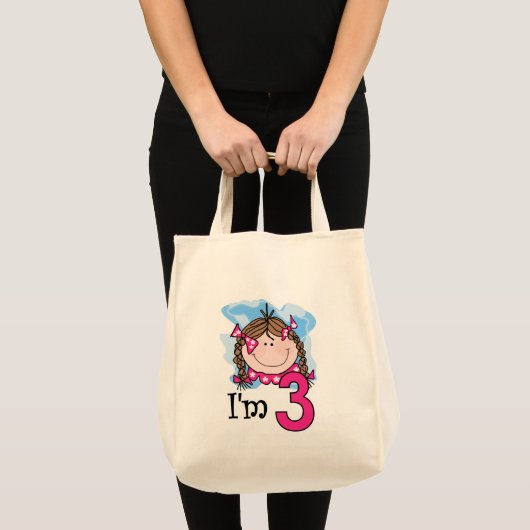 Brunette Girl Ik ben drie Tote Bag (Voorkant (product))
