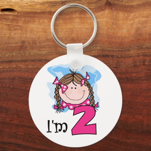 Brunette Girl Ik ben twee Sleutelhanger (Voorkant)