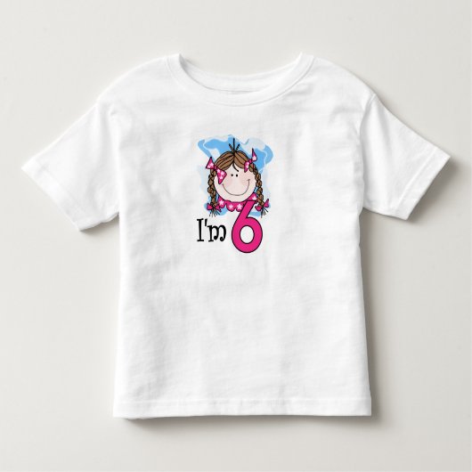Brunette Girl Ik ben zes Kinder Shirts (Voorkant)