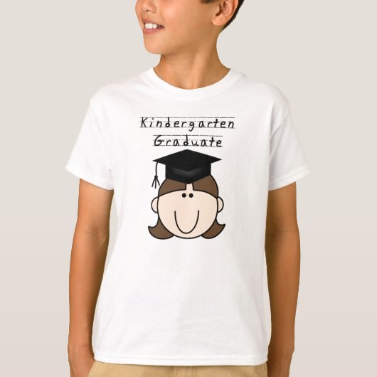 Brunette Girl Kindergarten Afstuderen T-shirt (Voorkant)